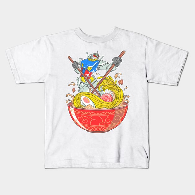 Ramen mecha Kids T-Shirt by bayooart